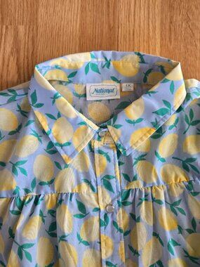 Lemon Print House Dress 1X NWT Cottagecore Lounge Dress w Pockets
